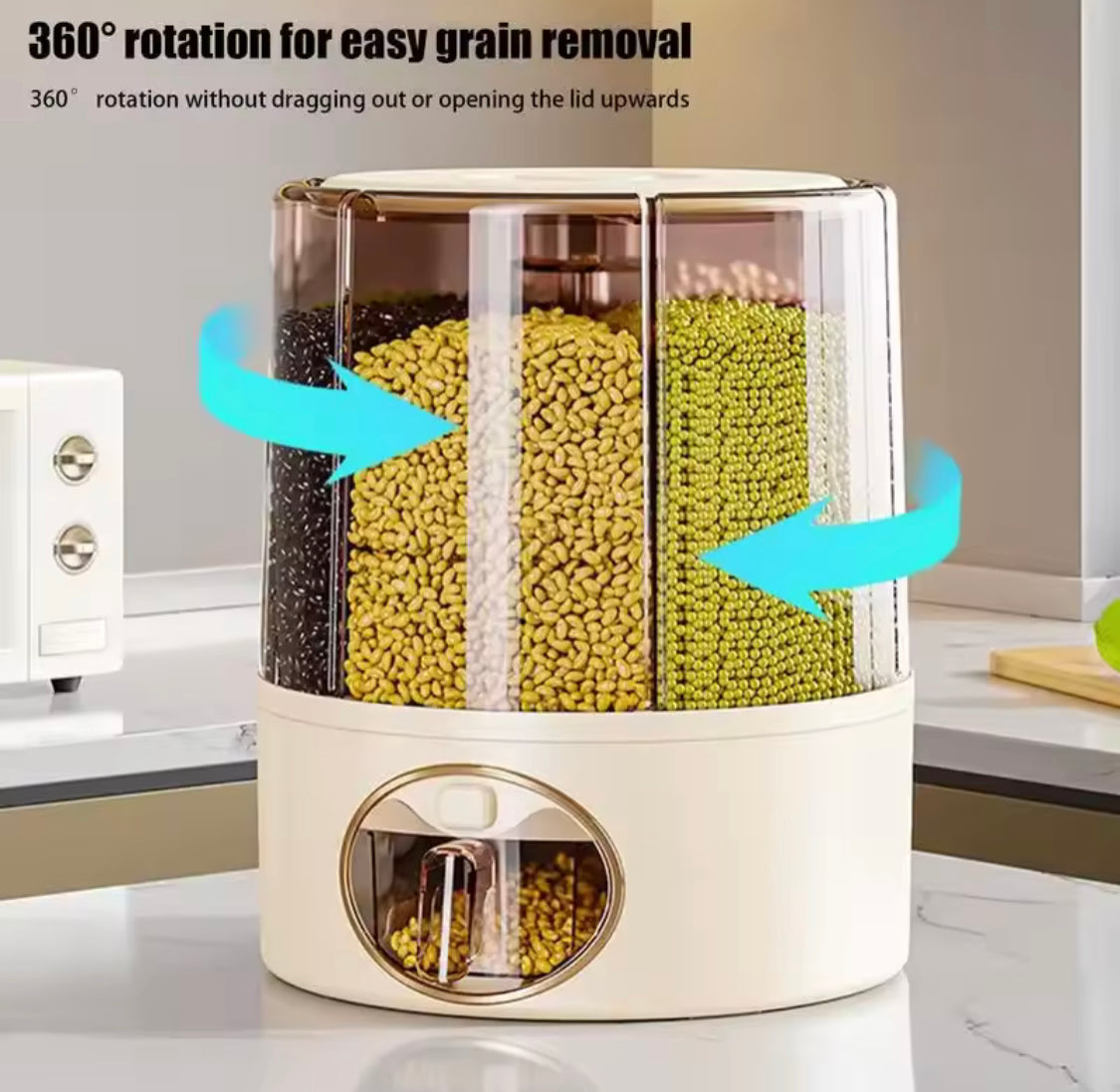 6 Grid Food Grain Storage Container, Kitchen Storage Bucket, 6 Grid Rice Dispenser, Rotating Cereal Container 6 Grid Food Grain Storage Container, Kitchen Storage Bucket, 6 Grid Rice Dispenser, Rotating Cereal Container